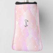 ライトピンクエステティックフワフワ雲名前をカスタムする ゴルフヘッドカバー (回転90)