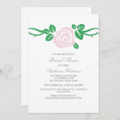 ライトピンクエレガントバラブライダルシャワー招待状 招待状 (正面/裏面)