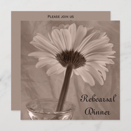 ライトピンクガーベラデイジー結婚のリハーサルディナー 招待状 (正面/裏面)