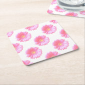 ライトピンクガーベラデイジー スクエアペーパーコースター (アングル)