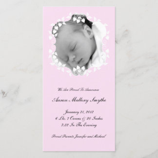 ライトピンクガール新生児フォトカード 案内状