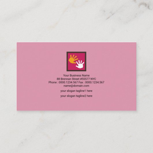 ライトピンクキュートベビーハンズベビシッター 名刺 (裏面)