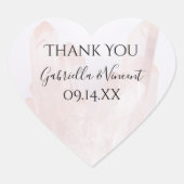 ライトピンククリスタル結婚ズサンキューメッセージカード ハートシール (正面)