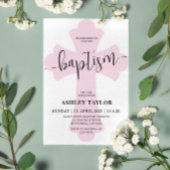 ライトピンククロスバプテスマの招待 招待状