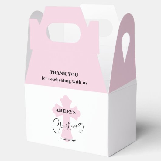 ライトピンククロス《キリスト教》洗礼式や命名式お願いボックス フェイバーボックス (オープン)