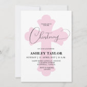 ライトピンククロス《キリスト教》洗礼式や命名式招待 招待状 (正面)