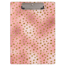 ライトピンクグラデーション&金ゴールドグラムグリッター水玉模様 クリップボード