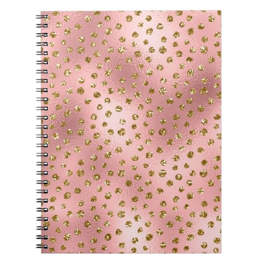 ライトピンクグラデーション&金ゴールドグラムグリッター水玉模様 ノートブック (正面)
