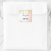 ライトピンクグリッターゴールデンスプラッシュ結婚ズへようこそ スクエアシール (バッグ)