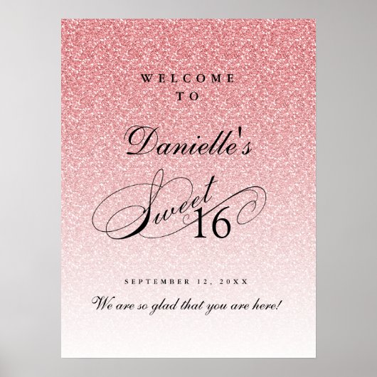 ライトピンクグリッタースイーツ16いろパーソナライズされたうこそ ポスター (正面)