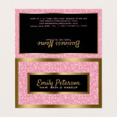 ライトピンクグリッター及び金ゴールド枠 名刺 (外部フラット)