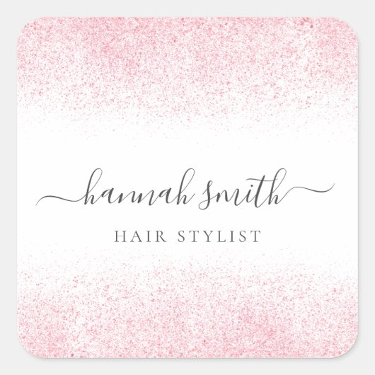 ライトピンクグリッター美しいサロン スクエアシール (正面)