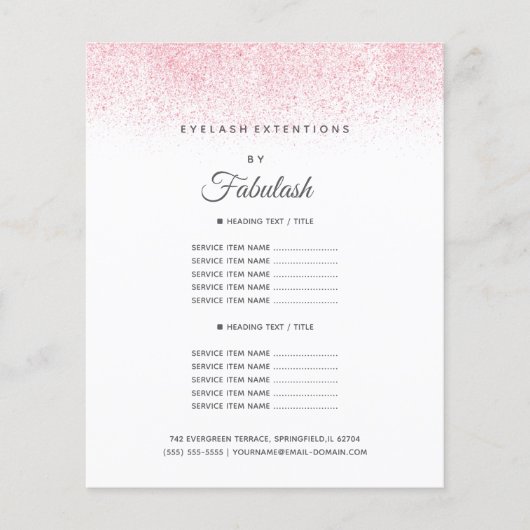 ライトピンクグリッター美しいサロン チラシ (正面)