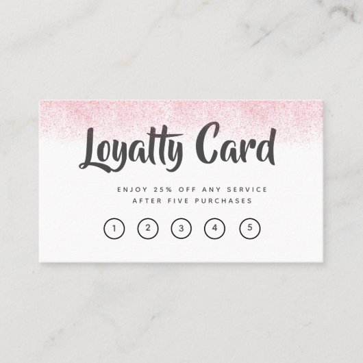 ライトピンクグリッター美しいサロン ロイヤリティカード (正面)