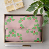 ライトピンクグリーンレッドホルリーヴィンテージクリスマス 薄葉紙 (ギフト)