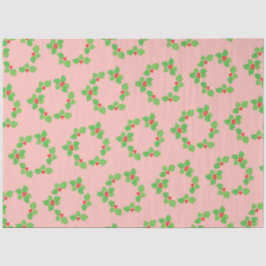 ライトピンクグリーンレッドホルリーヴィンテージクリスマス 薄葉紙