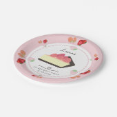 ライトピンクケーキ&ベリーガールファースト誕生日パーティー ペーパープレート (アングル)