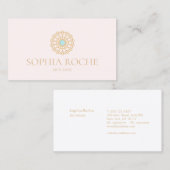 ライトピンクサークルマンダラロゴ美しいスキンケアスパ 名刺 (正面/裏面)