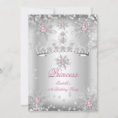 ライトピンクシルバーウィンターワンダーランドパーティー 招待状 (正面)
