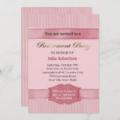 ライトピンクストライプの退職パーティの招待状 招待状 (正面/裏面)