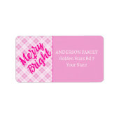 ライトピンクタータンチェックメリーブライトクリスマス ラベル (正面)