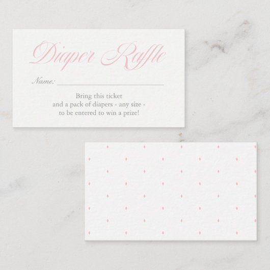 ライトピンクダイヤモンドおむつラッフルカード エンクロージャーカード (正面/裏面)