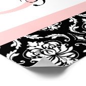 ライトピンクダマスクモノグラムウェディングレセプション ポスター (角)