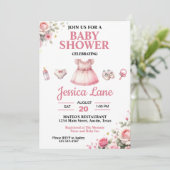 ライトピンクツトゥガールベビーシャワー招待状 招待状 (スタンド正面)