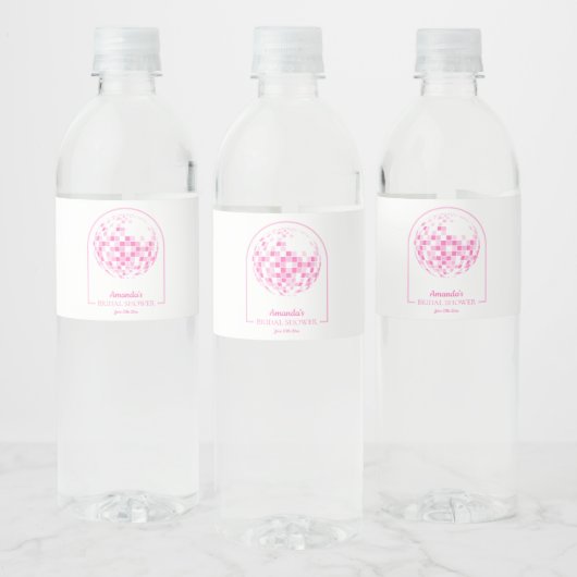 ライトピンクディスコブギーブライダルシャワー ペットボトルラベル (ボトル)
