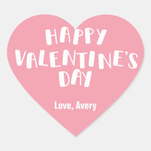 ライトピンクハッピーバレンタインデー ハートシール (正面)