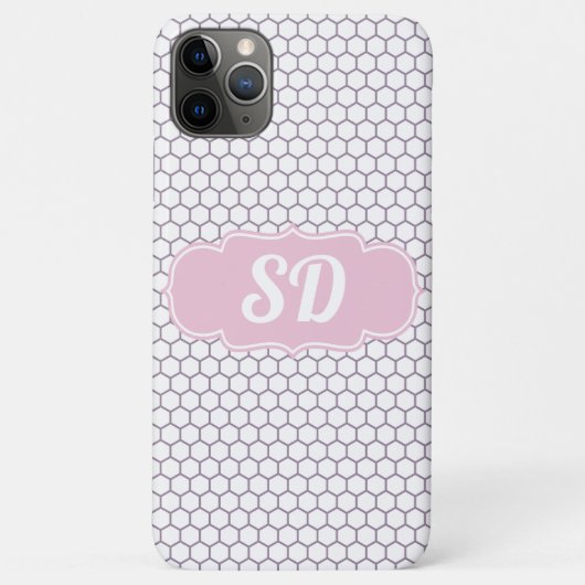 ライトピンクハニカムカスタムモノグラム Case-Mate iPhoneケース (裏面)