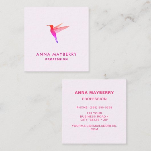 ライトピンクハミングバードスクエア名刺 スクエア名刺 (正面/裏面)
