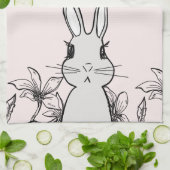 ライトピンクバニーフローライースター キッチンタオル (折り畳み)