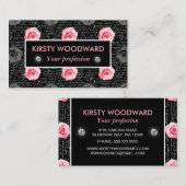 ライトピンクバラオン白黒文字 名刺 (正面/裏面)