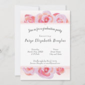 ライトピンクバラ植物卒業パーティー 招待状 (正面)