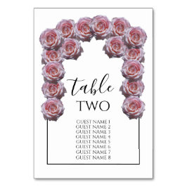 ライトピンクバラ結婚のゲスト名 テーブルナンバー