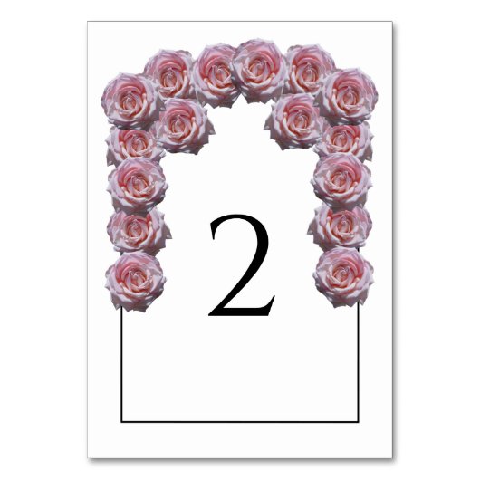 ライトピンクバラ結婚のテーブル番号カード テーブルナンバー (正面)
