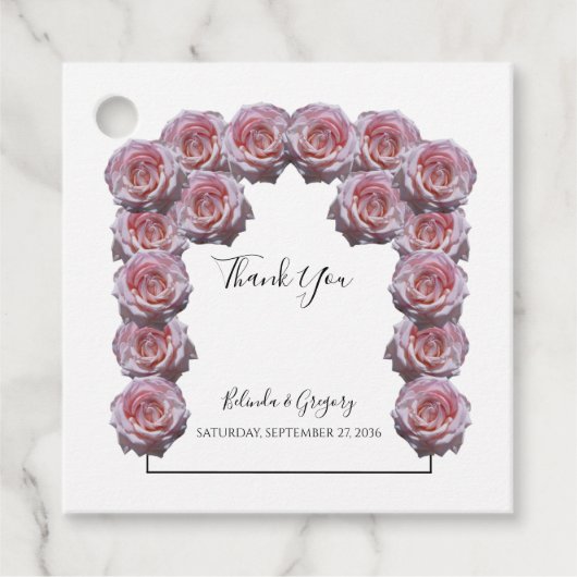 ライトピンクバラ結婚ズの贈り物メッセージカード フェイバータグ (正面)