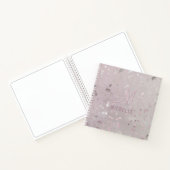 ライトピンクバラ金ゴールドグリッターモノグラム名ミシェル ノートブック (内部)