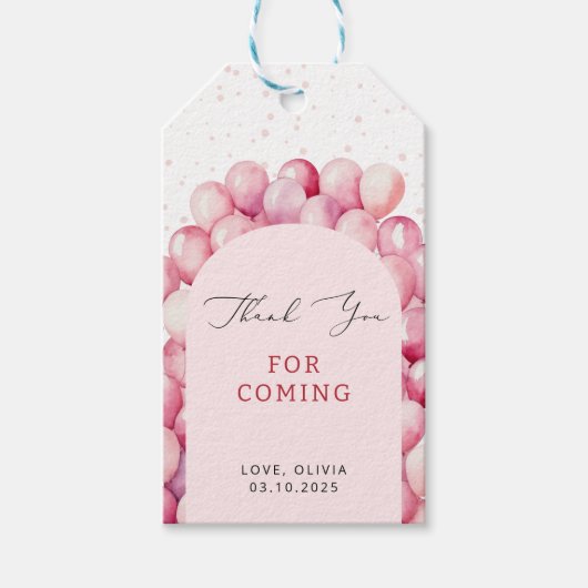 ライトピンクバルーンBunch Thank ギフトタグ (正面)