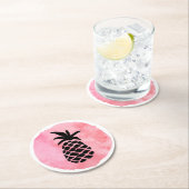 ライトピンクパイナップル ラウンドペーパーコースター (インサイチュ)