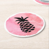 ライトピンクパイナップル ラウンドペーパーコースター (アングル)