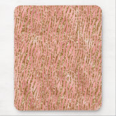 ライトピンクフォイル&金ゴールドグラムグリッタータイガーストライプズ マウスパッド (正面)