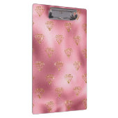 ライトピンクフォイル&金ゴールドグラムグリッターダイヤモンド クリップボード (右)