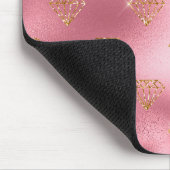 ライトピンクフォイル&金ゴールドグラムグリッターダイヤモンド マウスパッド (コーナー)