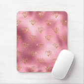 ライトピンクフォイル&金ゴールドグラムグリッターダイヤモンド マウスパッド (マウス)