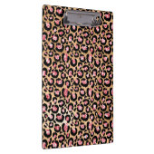 ライトピンクフォイル&金ゴールドグラムグリッターヒョウの斑点 クリップボード (右)