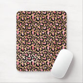 ライトピンクフォイル&金ゴールドグラムグリッターヒョウの斑点 マウスパッド (マウス)