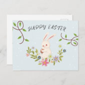 ライトピンクフォレストリトルウサギハッピーイースター シーズンポストカード (正面/裏面)
