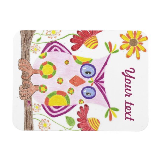 ライトピンクフクロウのプレミアムマグネット マグネット (横)